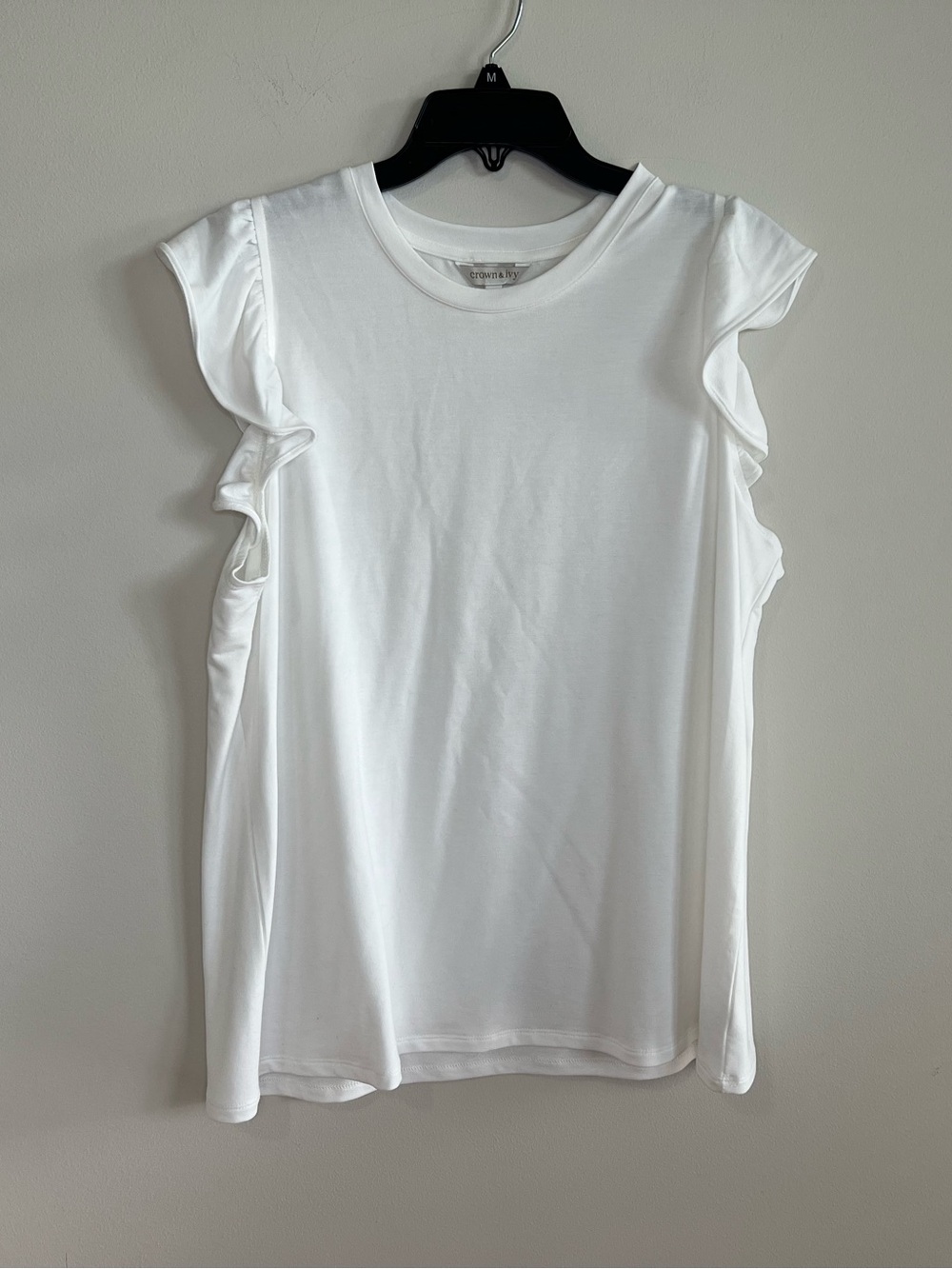 crown & ivy White Ruffle Sleeve Tank